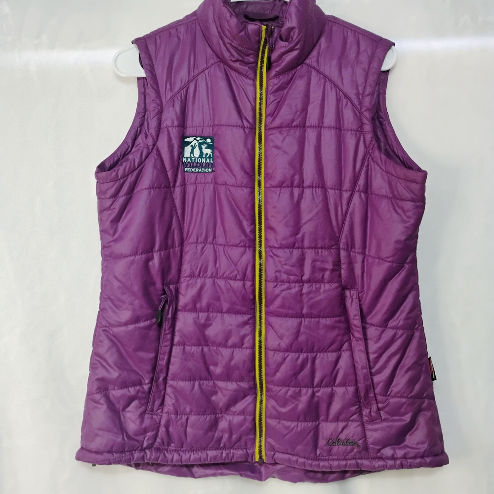 Cabelas Purple‎ Primaloft Puffer Vest Womens Large National Wildlife Full Zip J
